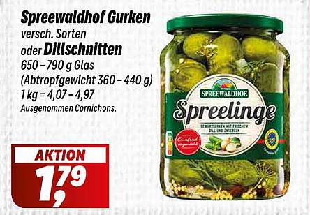 Spreewaldhof Gurken – verschiedene Sorten oder Dill-Schnitten 650–790 g Glas