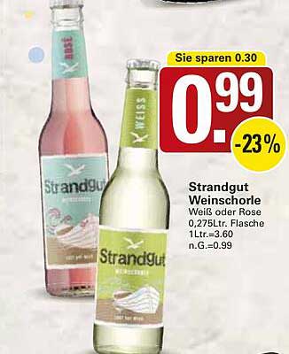 Strandgut Weinschorle 0,275L Flasche Weiß oder Rose