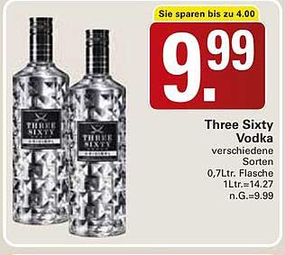 Three Sixty Vodka verschiedene Sorten 0,7L Flasche