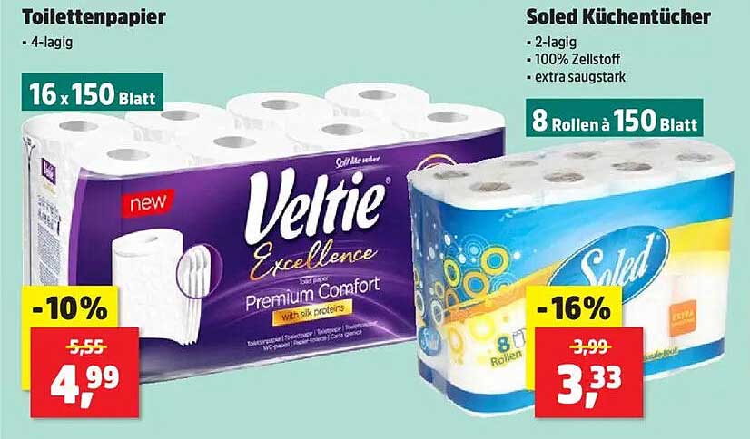 Toilettenpapier Veltie Excellence 16 x 150 Blatt
