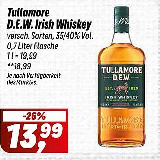 Tullamore D.E.W. Irish Whiskey 0,7 Liter Flasche