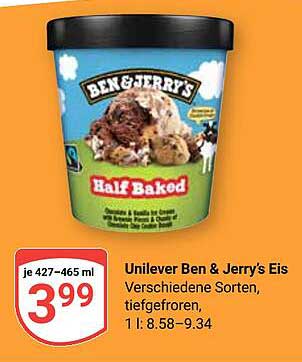 Unilever Ben & Jerry's Eis - Verschiedene Sorten, tiefgefroren