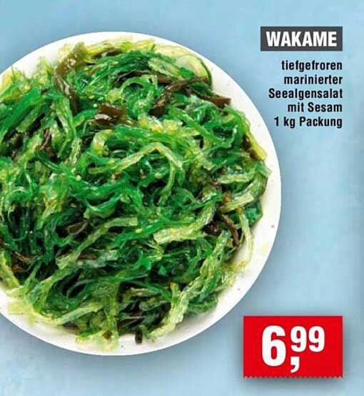 Wakame - tiefgefrorener marinierten Seealgensalat mit Sesam, 1 kg Packung