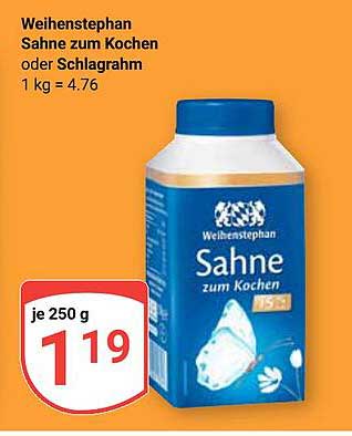 Weihenstephan Sahne zum Kochen oder Schlagrahm 250 g