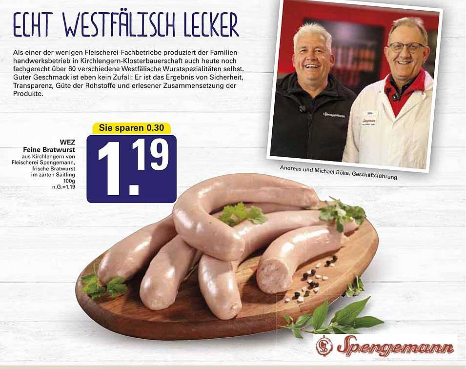 WEZ Feine Bratwurst 100g - Nur 1,19 €