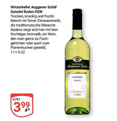 Winzerkeller Auggener Schäf Gutedel Baden DQW