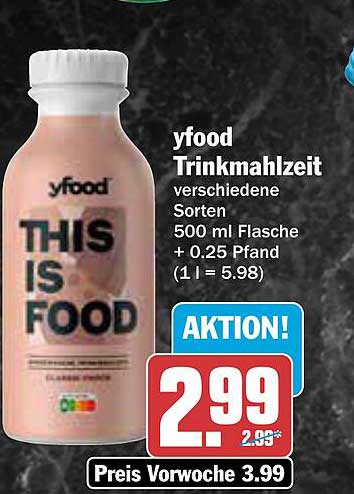 yfood Trinkmahlzeit verschiedene Sorten 500 ml Flasche
