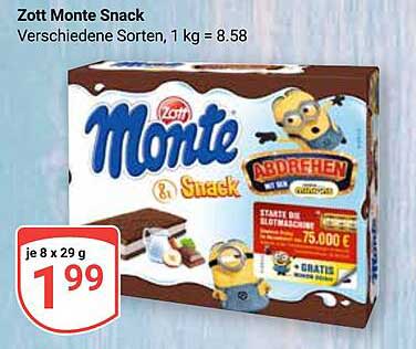 Zott Monte Snack, verschiedene Sorten