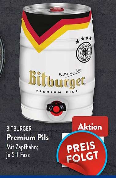 BITBURGER Premium Pils Mit Zapfhahn; je 5-l-Fass