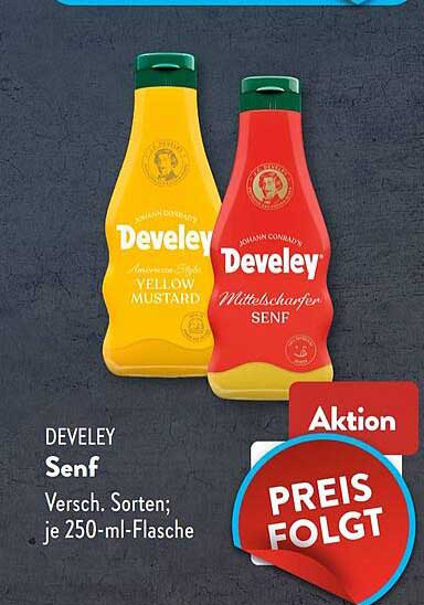 DEVELEY Senf Versch. Sorten; je 250-ml-Flasche