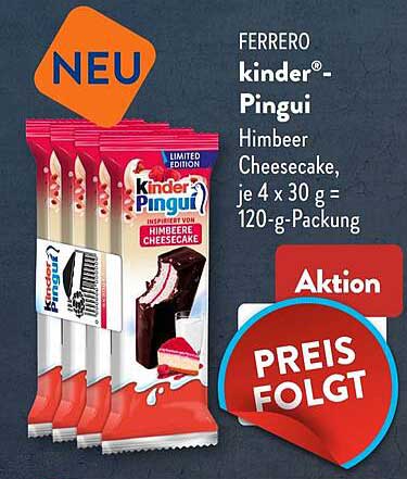FERRERO kinder Pingui Himbeer Cheesecake, je 4 x 30 g = 120-g-Packung