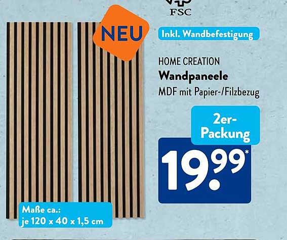 HOME CREATION Wandpaneele MDF mit Papier-/Filzbezug