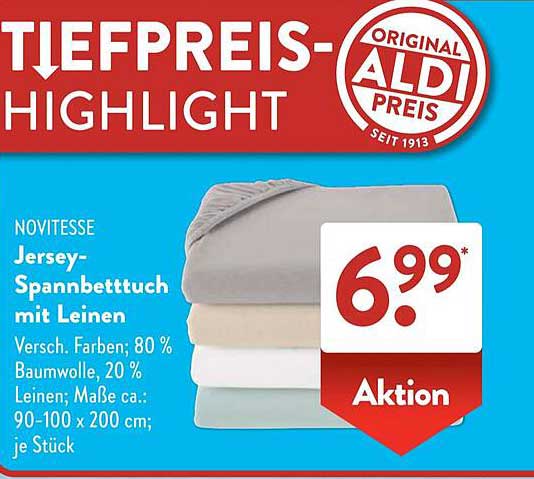 Jersey-Spannbetttuch mit Leinen