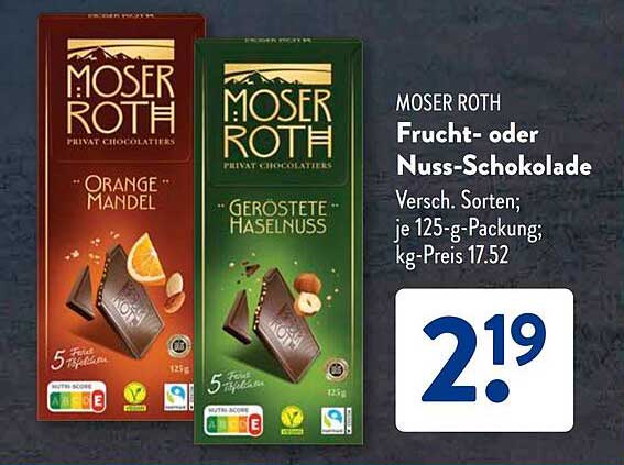 MOSER ROTH Frucht- oder Nuss-Schokolade