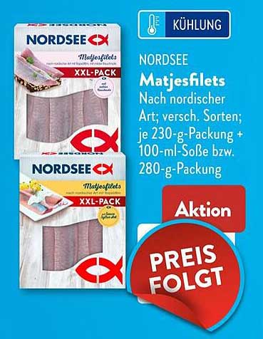NORDSEE Matjesfilets Nach nordischer Art; versch. Sorten; je 230-g-Packung + 100-ml-Soße bzw. 280-g-Packung