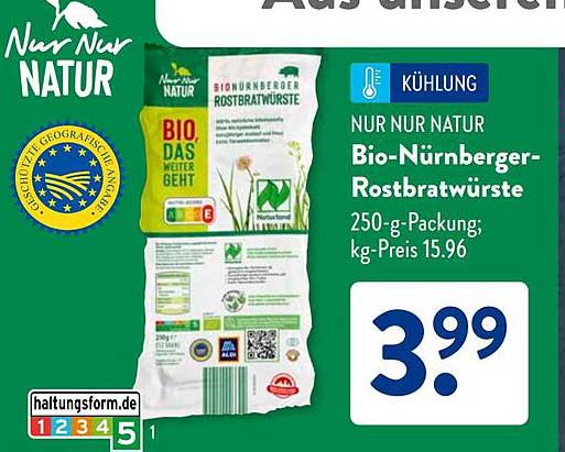 NUR NUR NATUR Bio-Nürnberger-Rostbratwürste