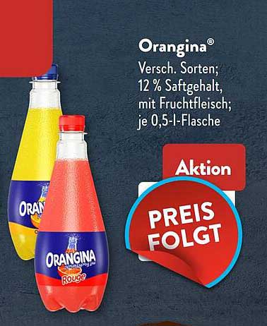 Orangina Versch. Sorten; 12 % Saftgehalt, mit Fruchtfleisch; je 0,5-l-Flasche