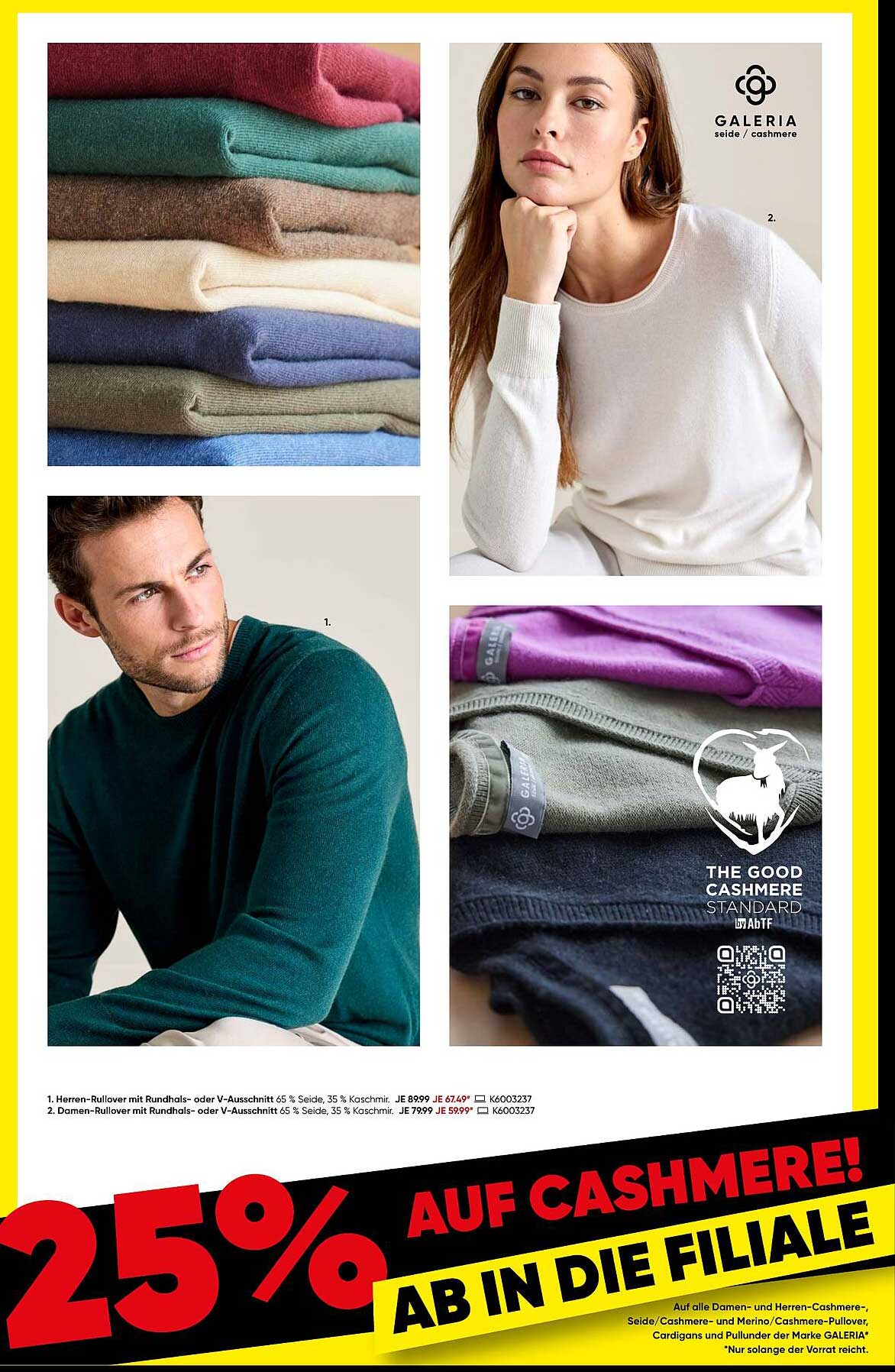 25% auf Cashmere - Herren- und Damen-Rollpullover