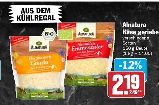 Alnatura Käse gerieben – verschiedene Sorten