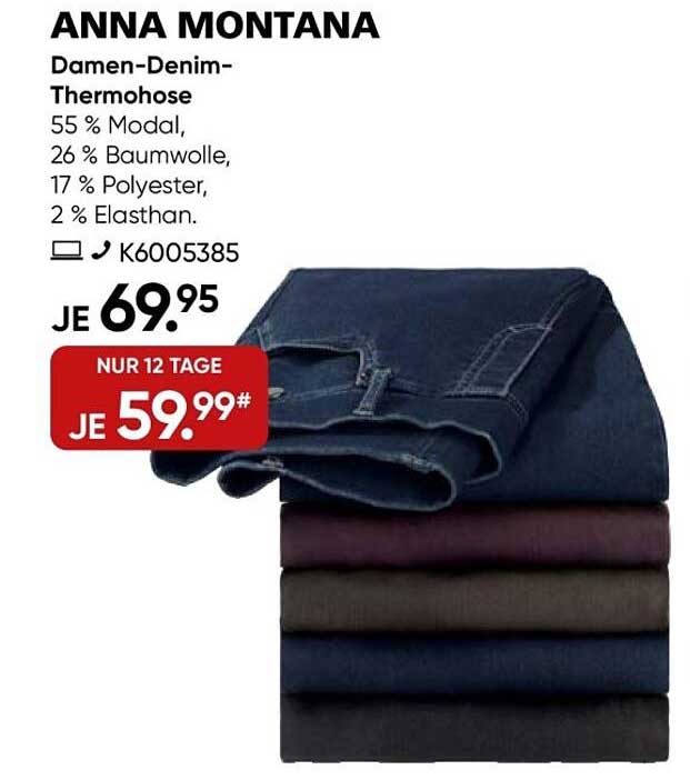 ANNA MONTANA Damen-Denim-Thermohose