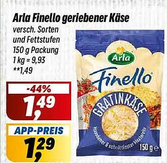 Arla Finello geriebener Käse