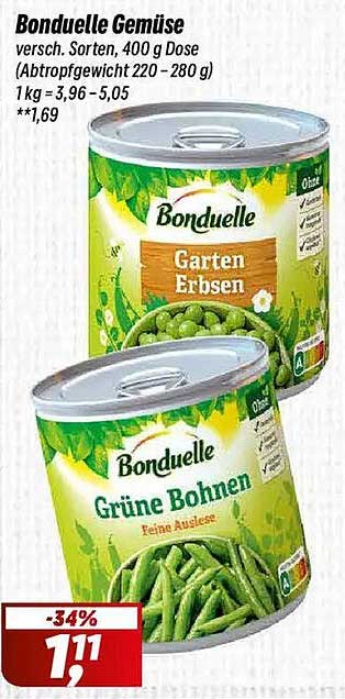 Bonduelle Gemüse verschiedene Sorten, 400 g Dose