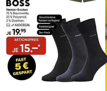 BOSS Herren-Socken 3er-Pack für nur 15,00 €