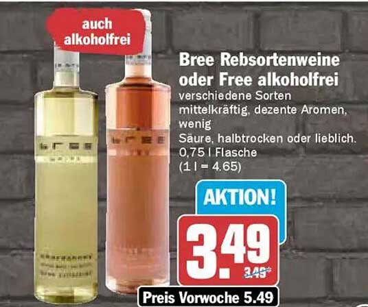Bree Rebsortenweine oder Free alkoholfrei