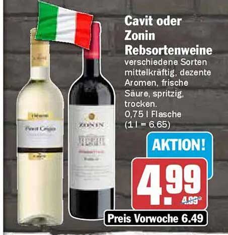 Cavit oder Zonin Rebsortenweine