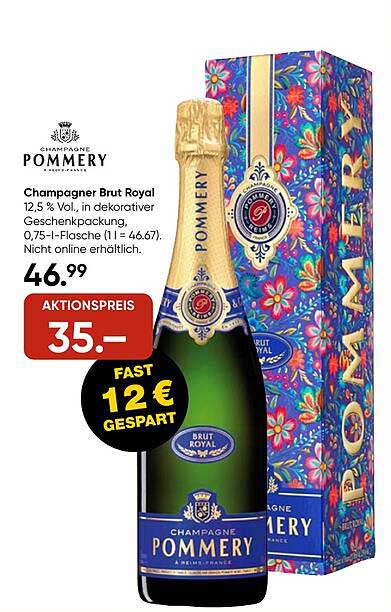 Champagner Brut Royal von Pommery in dekorativer Geschenkverpackung