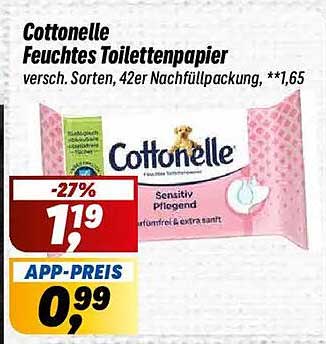Cottonelle Feuchtes Toilettenpapier, Sensitivity Pflegend, 42er Nachfüllpackung