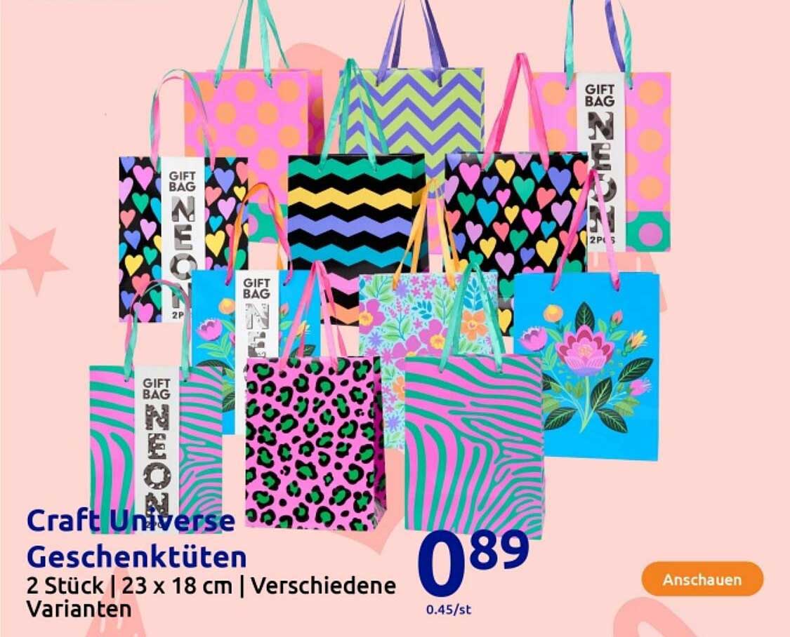 Craft Universe Geschenktüten 2 Stück | 23 x 18 cm | Verschiedene Varianten