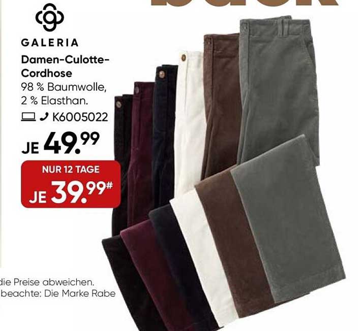 Damen-Culotte-Cordhose