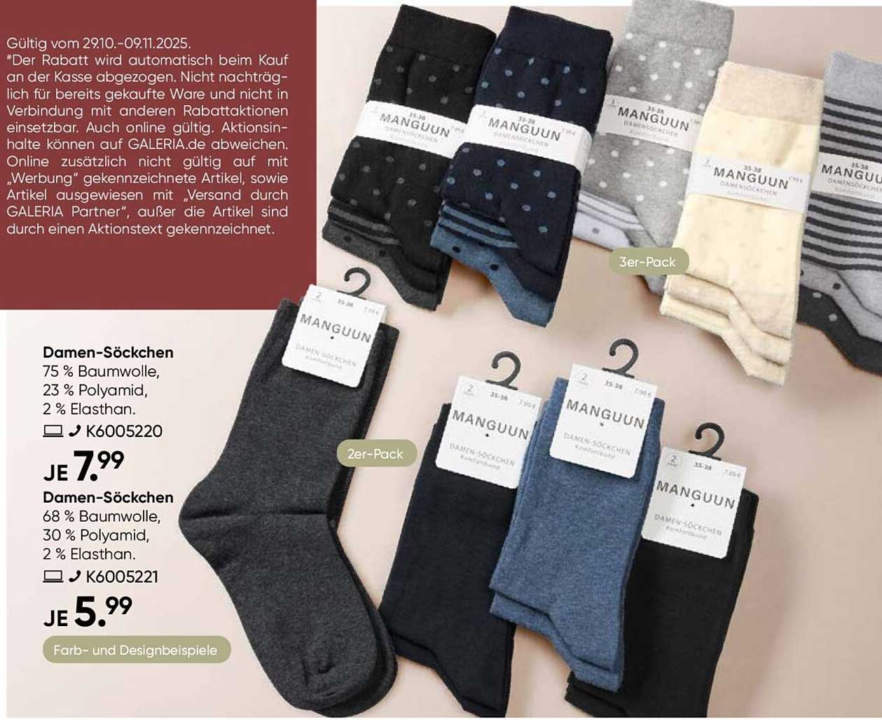 Damen-Söckchen von Manguun – 2er-Pack und 3er-Pack