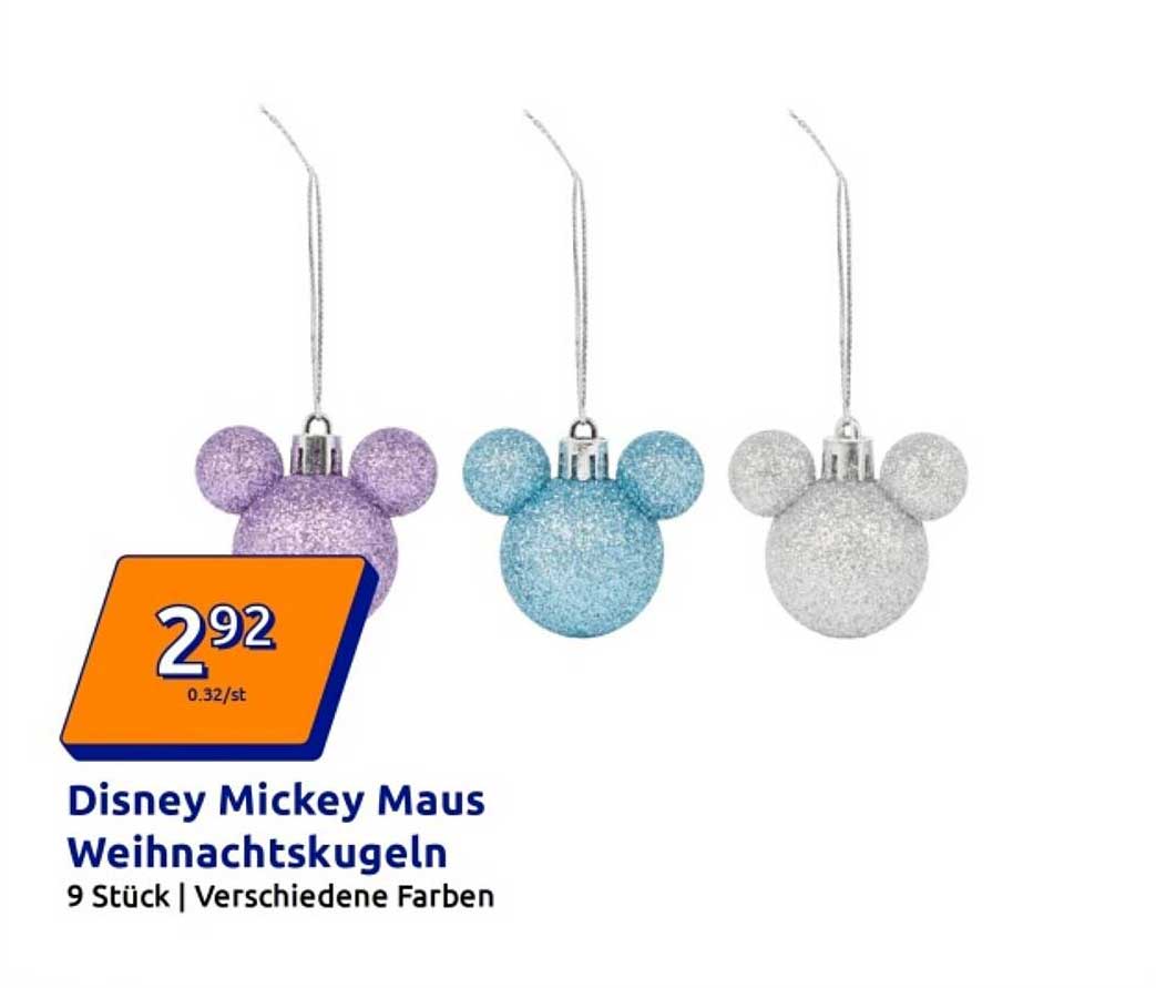 Disney Mickey Maus Weihnachtskugeln 9 Stück, verschiedene Farben