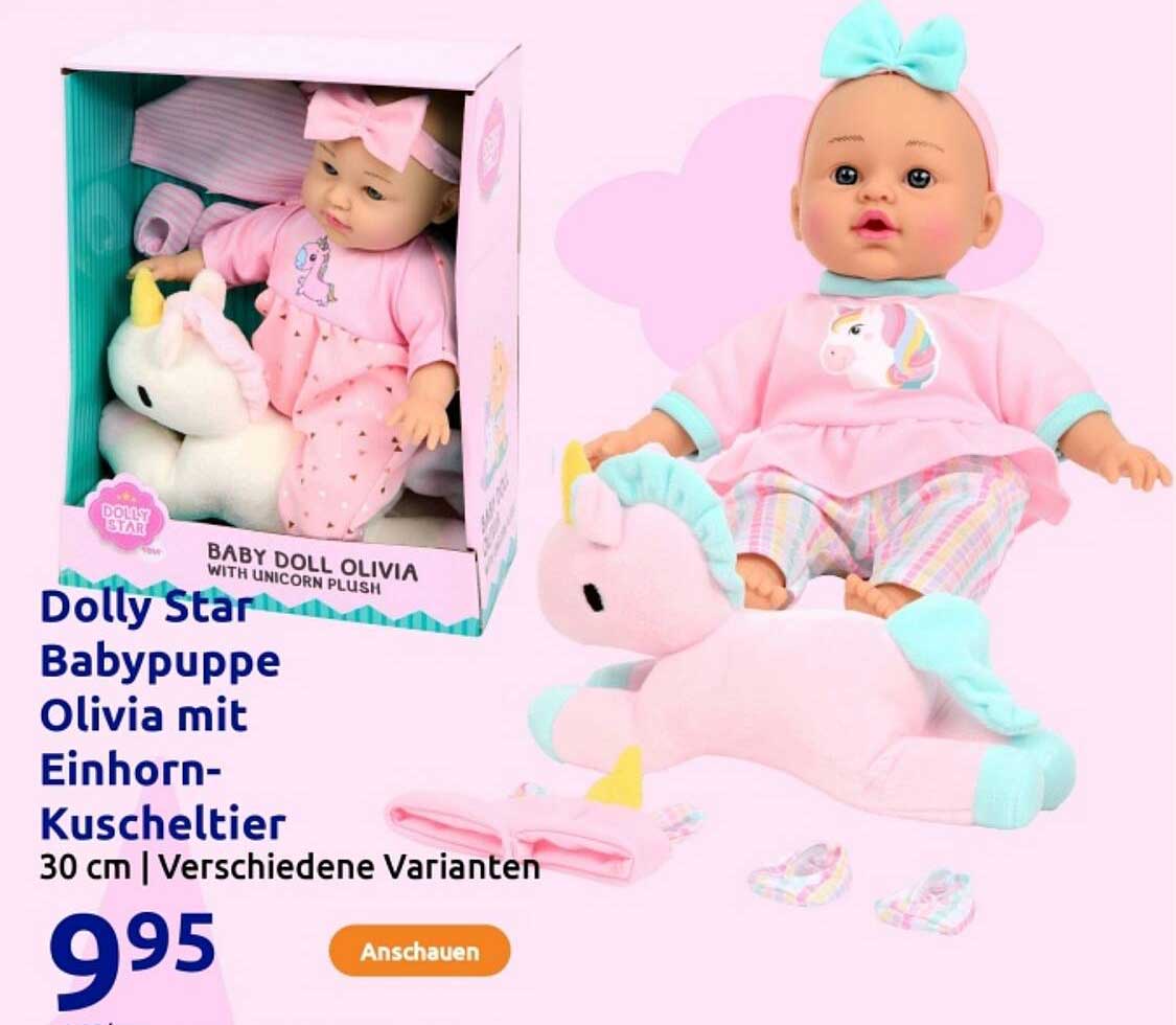 Dolly Star Babypuppe Olivia mit Einhorn-Kuscheltier - 30 cm | Verschiedene Varianten