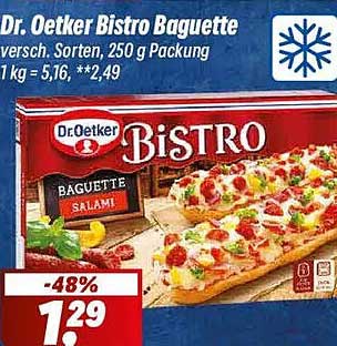 Dr. Oetker Bistro Baguette verschiedene Sorten, 250 g Packung