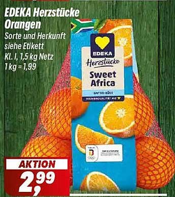 EDEKA Herzstücke Orangen - 1,5 kg für nur 2,99€