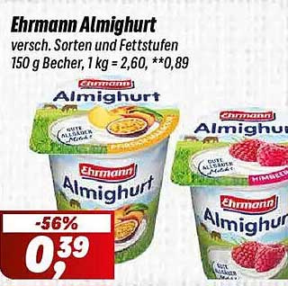 Ehrmann Almighurt - Verschiedene Sorten und Fettstufen