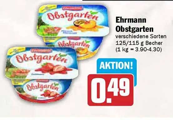 Ehrmann Obstgarten verschiedene Sorten 125/115 g Becher