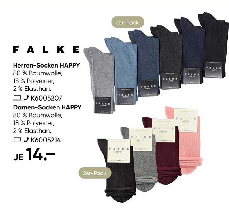 FALKE Herren- und Damen-Socken HAPPY 2er-Pack