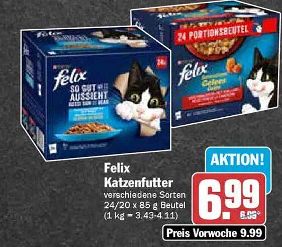 Felix Katzenfutter verschiedene Sorten 24/20 x 85 g Beutel