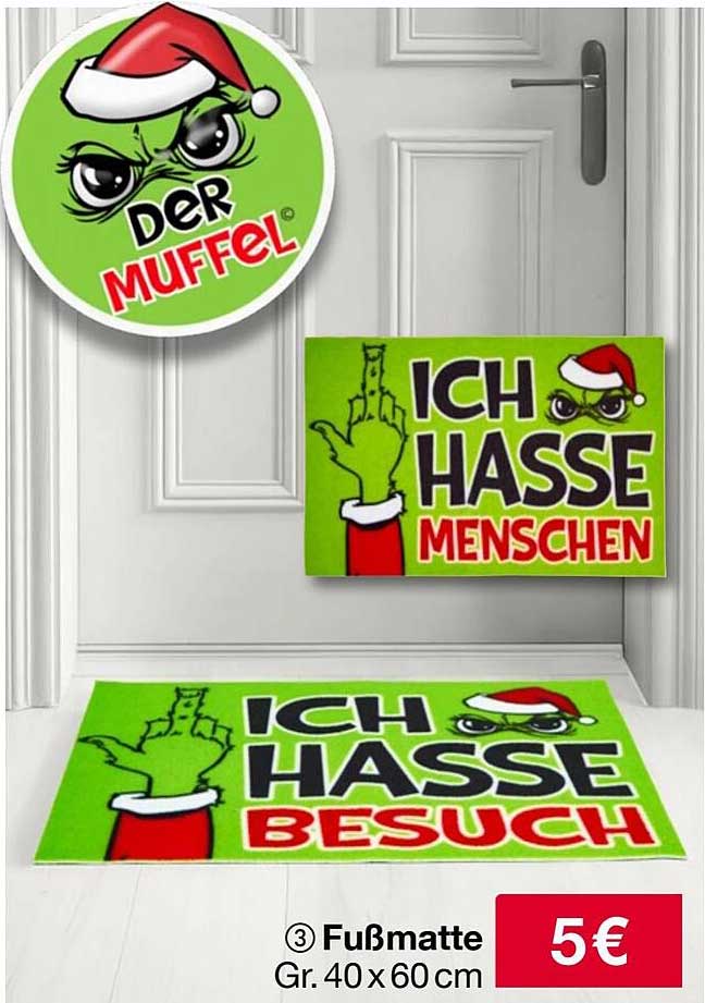 Fußmatte 'Ich hasse Menschen' 40 x 60 cm