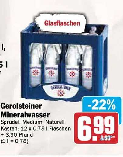 Gerolsteiner Mineralwasser Sprudel, Medium, Naturell Kasten: 12 x 0,75 l Flaschen