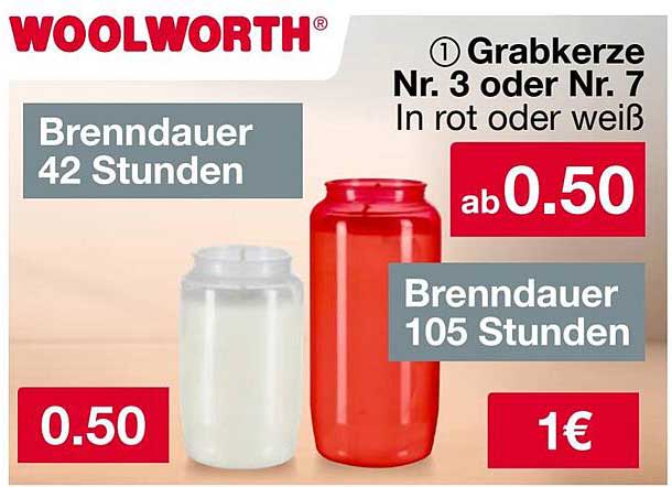 Grabkerze Nr. 3 oder Nr. 7 in rot oder weiß