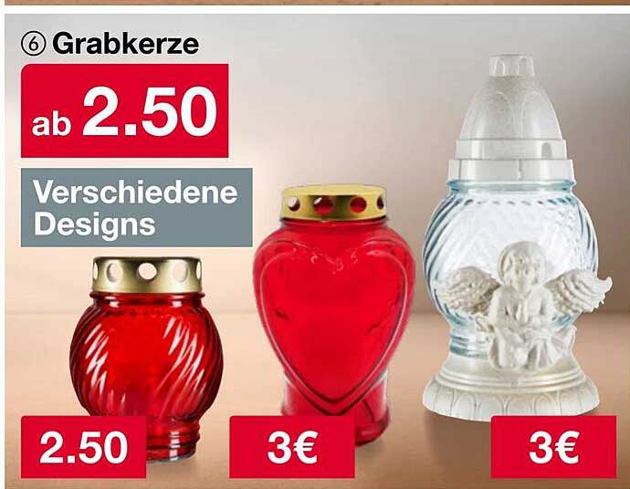 Grabkerzen in verschiedenen Designs ab 2,50 €