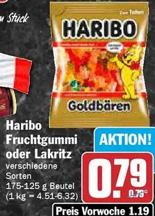 Haribo Fruchtgummi oder Lakritz 175-125 g Beutel
