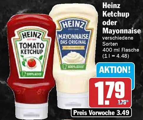 Heinz Ketchup oder Mayonnaise verschiedene Sorten 400 ml Flasche