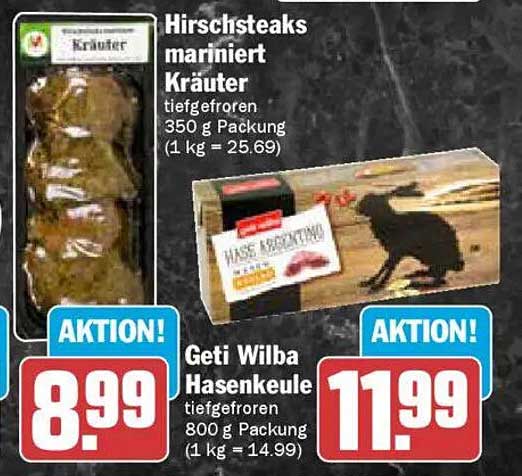 Hirschsteaks mariniert Kräuter - 350 g Packung