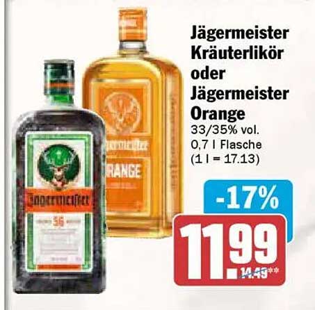 Jägermeister Kräuterlikör oder Jägermeister Orange 0,7 l